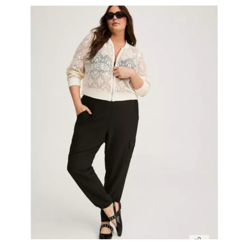 TORRID Cream Crochet Bomber Jacket Size 3X